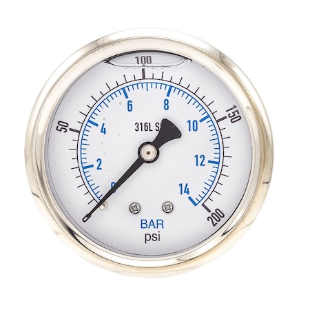 Gauge,2.5,0/200psi,1/4CBM,SS